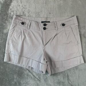 Banana Republic Shorts Womens 8 Beige Martin Fit Twill Cuffed Hairline Stripes